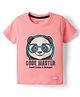 Little Darlings Sinker Knit Half Sleeves Panda printed T-Shirt - Pink