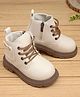 KIDLINGSS Pocket Applique Detailed Lace Up Boots - White
