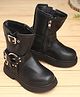 KIDLINGSS Buckle Applique Detailed Zip Closure Boots - Black