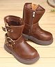 KIDLINGSS Buckle Applique Detailed Zip Closure Boots - Brown