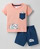 Tango Interlock Knit Half Sleeves T-Shirt & Shorts Set With Panda Print - Orange