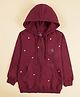 Kiddopanti Fleece Knit Full Sleeves Butterfly Beads Embellished Light Winter Hooded Sweatjacket - Maroon