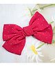 Little Miss Cuttie Bow Applique Detailed & Stones Embellished Hair Clip - Dark Pink