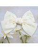 Little Miss Cuttie Solid Bow Applique Detailed Alligator Hair Clip - Cream