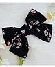 Little Miss Cuttie Floral Printed Bow Applique Detailed Alligator Clip - Black