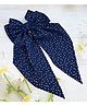 Little Miss Cuttie Polka Dots Foil Printed Bow Applique Detailed Alligator Clip - Navy Blue