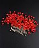 Little Miss Cuttie Floral Applique Detailed Hair Comb Clip - Red