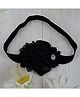 Little Miss Cuttie Floral Applique Detailed Rhinestones Embellished Headband - Black