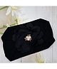 Little Miss Cuttie Pearl & Stone Embellished Floral Applique Detailed Headband - Black