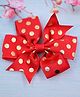 Little Miss Cuttie Polka Dots Printed Bow Applique Detailed Alligator Clip - Red