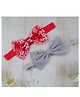 Little Miss Cuttie Set Of 2 Bow Applique Detailed Headbands -  Red & Gray