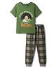 Pine Kids 100% Cotton Knit Half Sleeves Text Printed T-Shirt & Pyjama Night Suit With Checks Print - Green