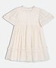 MINI KLUB Cotton Knit Half Sleeves Floral Embroidered Dress - White