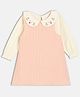 MINI KLUB Cotton Knit Solid Dress With Full Sleeves Tee - Peach