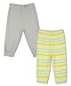 MINI KLUB Cotton Knit Pack Of 2 Solid & Striped Trousers - Grey & Green