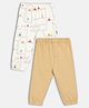 MINI KLUB Cotton Pack Of 2  Vehicles Printed & Solid Joggers - White & Brown