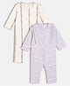 MINI KLUB Cotton Knit Pack Of 2 Full Sleeves Duck & Floral Printed Rompers - Purple & White