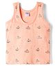 Tango Single Jersey Knit Sleeveless Vest with Submarine Print - Peach