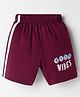 Tango Single Jersey Knit Knee Length Shorts With Text Print - Wine