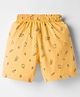 Tango Single Jersey Knit Knee Length Shorts With Text Print - Yellow