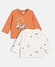 MINI KLUB Cotton Pack Of 2 Full Sleeves Vehicles Printed Tees - White & Orange