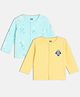 MINI KLUB Cotton Knit Pack Of 2  Full Sleeves Space Theme Printed Front Open Vests - Blue & Mustard