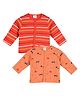 MINI KLUB Cotton Knit Pack Of 2 Full Sleeves Car Printed & Striped Front Open Vests - Red & Orange