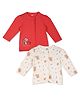 MINI KLUB Cotton Knit Pack Of 2 Full Sleeves Animal Printed Front Open Vests - Red & White