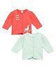 MINI KLUB Cotton Knit Pack Of 2 Full Sleeves Birds & Little And Love Text Printed Front Open Vests - Red & Green