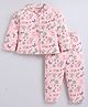 Snuggly MONKEY Cotton Jersey Knit Full Sleeves Floral Printed Coordinating Night Suit Set - Pink