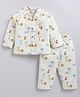 Snuggly MONKEY Cambric Woven Full Sleeves  Animal Printed Coordinating Night Suit Set - Off White