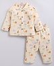 Snuggly MONKEY Cambric Woven Full Sleeves  Animal Printed Coordinating Night Suit Set - Peach