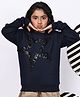 BaawRi Cotton Fleece Knit Full Sleeves Star Designed Sequins Embellished Pre Winter Sweatshirt - Navy Blue