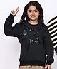 BaawRi Cotton Fleece Knit Full Sleeves Star Designed Sequins Embellished Pre Winter Sweatshirt - Dark Melange