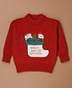 Little Surprise Box Christmas Theme Knit Full Sleeves Santa & SNowman In Stocking Patch Detailed Sweater - Red