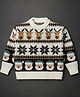 Little Surprise Box Christmas Theme Knit Full Sleeves Santa & Reindeer Designed Sweater - Cream
