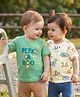 Babyoye 100% Cotton Knit Half Sleeves T-Shirts with Jungle Theme Print Pack of 2 - Cream & Green