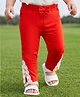Babyoye Cotton Lycra Knit Full Length Leggings with Floral Embroidery - Red