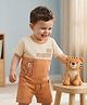 Babyoye 100% Cotton Knit Half Sleeves Cut & Sew T-Shirt & Shorts Set Tiger Print - Light Brown