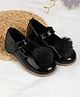 SHOES FOR JUNIORS Pom Pom Embellished Velcro Closure Ballerinas - Black