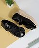SHOES FOR JUNIORS Bow Applique Detailed Velcro Closure Mary Jane Ballerinas - Black