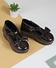 SHOES FOR JUNIORS Bow Applique Detailed Velcro Closure Mary Jane Ballerinas - Brown