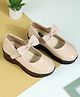 SHOES FOR JUNIORS Bow Applique Detailed Velcro Closure Mary Jane Ballerinas - Beige