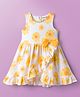 Babyoye Single Jersey Knit Sleeveless Frock With Floral Print & Bow Applique - Yellow