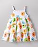 Babyoye Single Jersey Knit Sleeveless Frock With Floral Print - White
