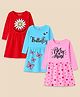 KUCHIPOO Cotton Blend Knit Pack Of 3 Full Sleeves Floral & Butterfly Printed Dress - Multi Colour