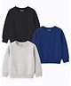 KUCHIPOO Fleece Knit Pack Of 3 Full Sleeves Solid Sweatshirt - Multi Colour