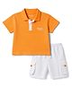 Bonfino 100% Cotton Knit Half Sleeves Polo T-Shirt & Cargo Shorts Set - Orange & White