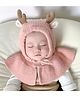 Ziory Antlers Applique Detailed Head To Shoulder Cap - Baby Pink - Circumference - 50-56 Cms