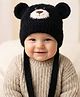 Ziory Woollen Knit Animal Designed Ear Applique Detailed Cap - Black - Circumference - 46 - 50 Cm
